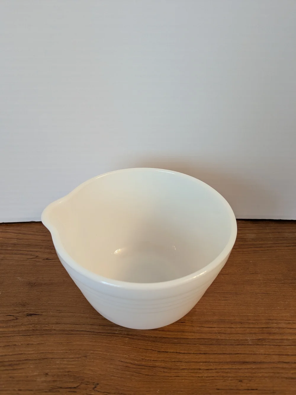 Vintage PYREX Milk Glass Mixing Bowl w/ Spout from Hamilton Beach Stand Mixer